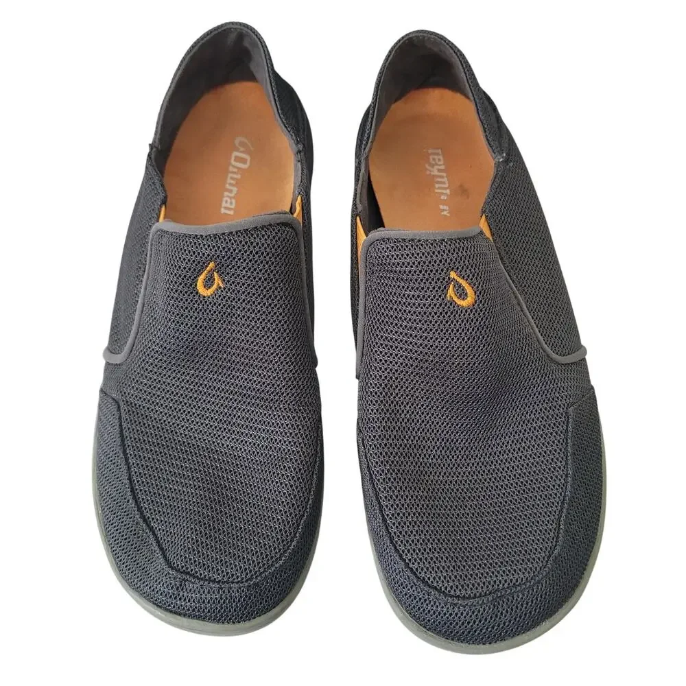 OluKai Size 8	Nohea Mesh Men's Slip On Sneakers Lightweight Breathable‎ Gray